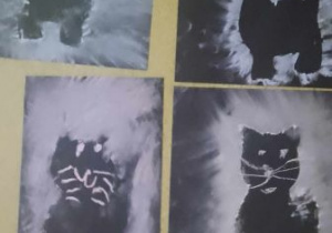 Prace plastyczne przedstawiające czarne koty