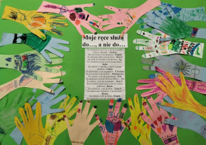 plakat z wypowiedziami dzieci na temat tego, do czego służą nasze ręce