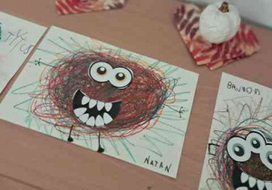 Zdjęcie prezentuje pracę plastyczną pt. "Potworek pełen emocji"