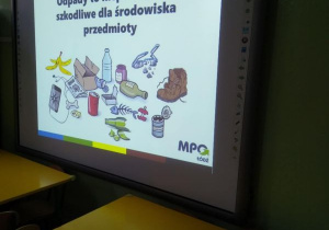 Tablica interaktywna z wyświetlonym slajdem prezentacji