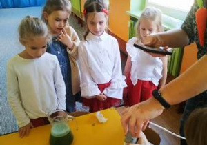 Dzieci obserwują proces powstawania koktajlu