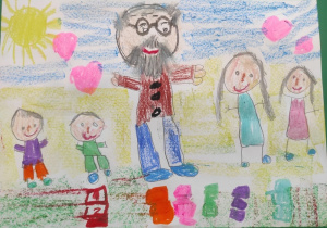 Praca plastyczna pt.: ,,Janusz Korczak z Dziećmi".