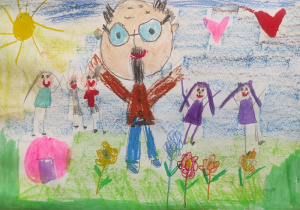 Praca plastyczna pt.: ,,Janusz Korczak z Dziećmi".