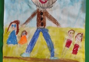 Praca plastyczna pt.: ,,Janusz Korczak z Dziećmi".