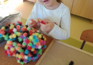 Wiktoria układa flagę Polski