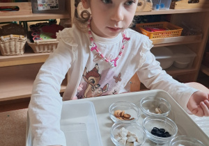 Dziewczynka segreguje elementy