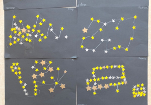 zdjęcie przedstawia gwiazdozbiory stworzone przez dzieci