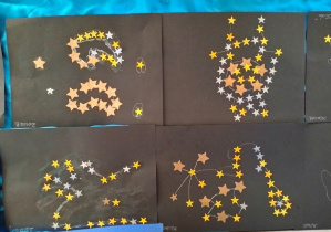 zdjęcie przedstawia gwiazdozbiory stworzone przez dzieci