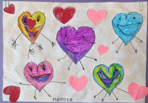 Praca plastyczna: ,,Radosne serduszka".