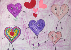 Praca plastyczna: ,,Szczęśliwe serduszka".