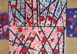 Wspólna praca o tematyce walentynkowej.