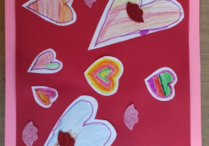 Praca plastyczno - techniczna: ,,Obraz na Walentynki".