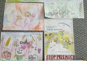 Plakat wykonany przez dzieci: ,,STOP przemocy!".